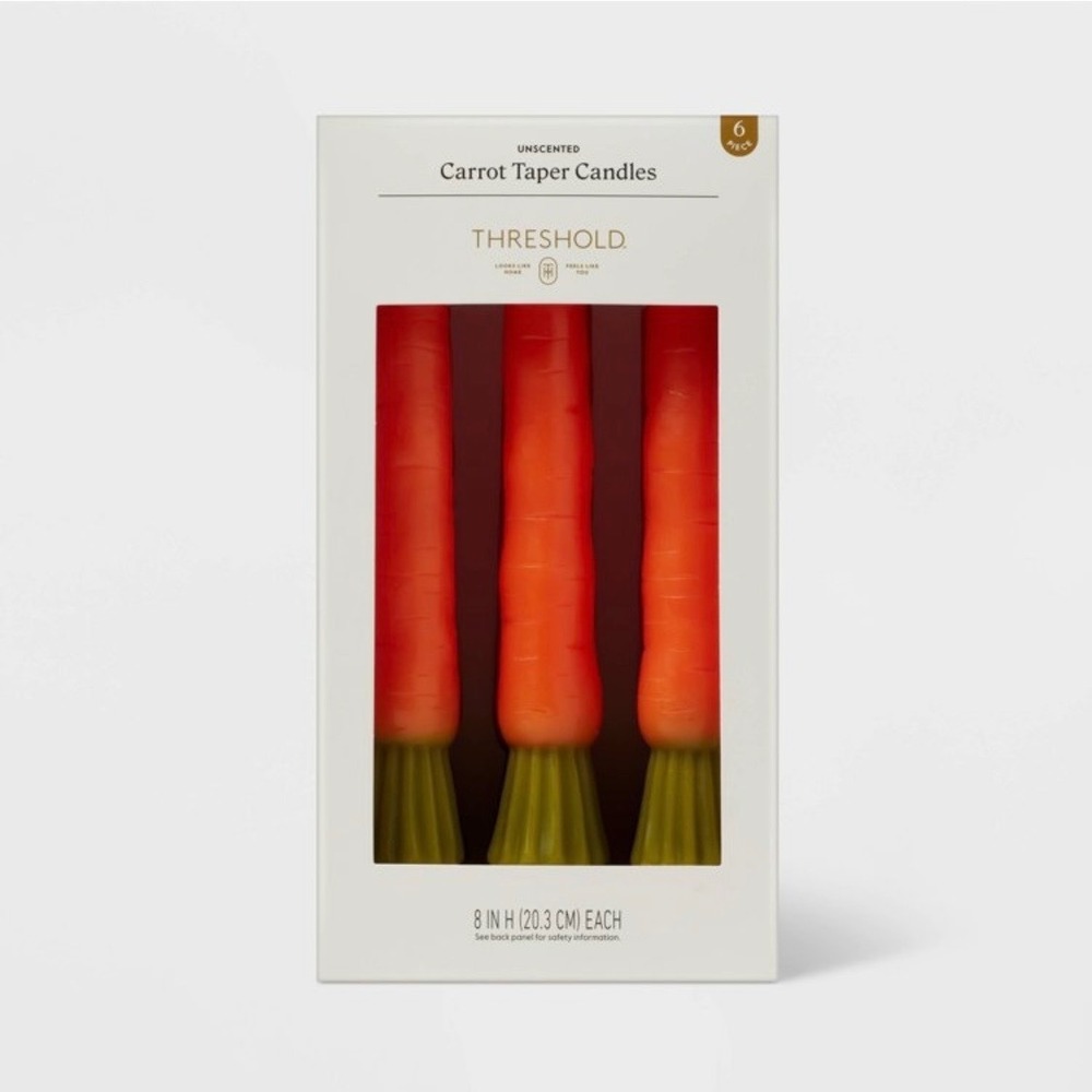 Threshold Orange & Green Carrot Taper Candles - Set of 6